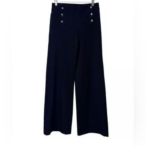 UEC EXPRESS Navy Blue Wide-Leg Pants with SAILOR NAUTICAL Button Detail Sz 10 - Picture 12 of 12